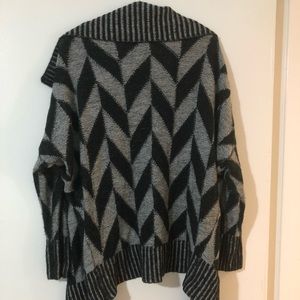 Black and gray open sweater